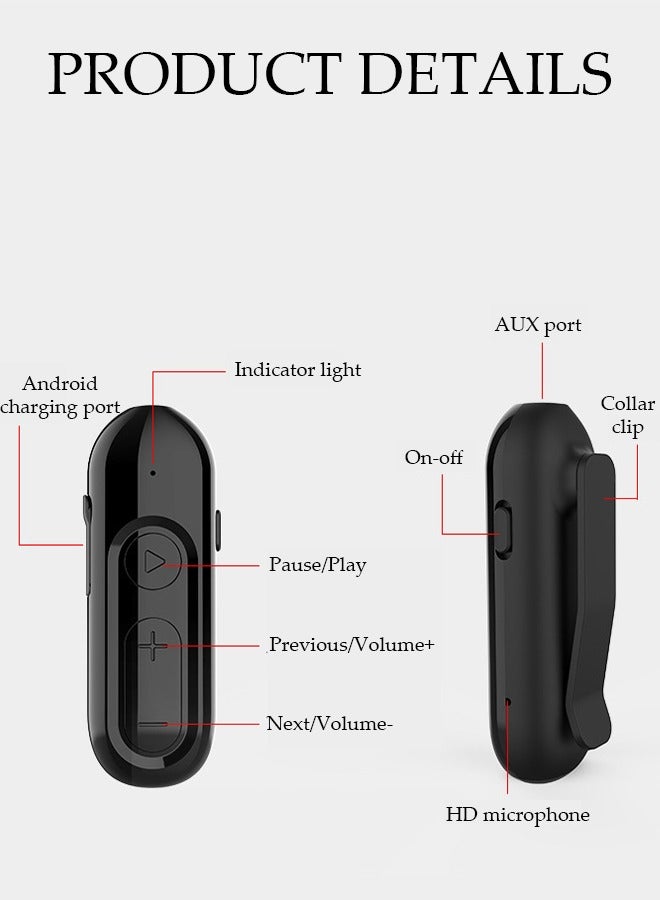 DUNISO Clip On Bluetooth Earphones Bluetooth Headphones Collar Clip Wireless Headsets LED Battery Display Dual Noise Reduction IPX5 Waterproof Earpiece v5.0 with Microphone Handsfree for Cell Phone  - Image 2