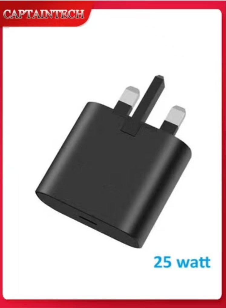 Captaintech 25W Super Fast Charger Type C for Samsung Galaxy S24, S23, S22, S22 Ultra, S22+, S21, S20, A15, A25, A35, A55 5G, A05, A54, A53, A34, A32 TAB, Without Cable - Image 1