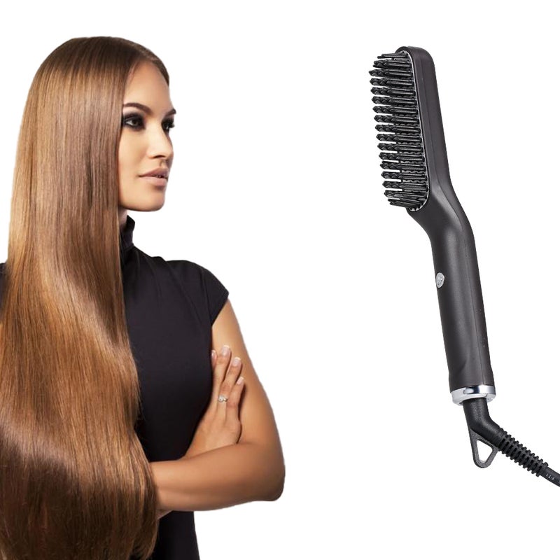 Hair Straightener Brush Electric Straightening Comb 3 Levels Temperature Lock Fast Heating Auto-Off Hot Comb - Image 1