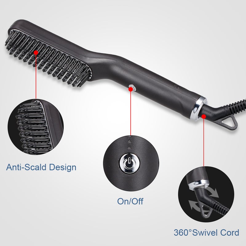 Hair Straightener Brush Electric Straightening Comb 3 Levels Temperature Lock Fast Heating Auto-Off Hot Comb - Image 5