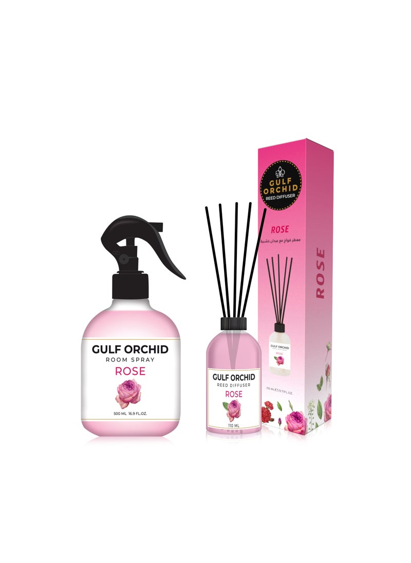 Gulf Orchid - Home And Office Fragrance Set | Room Spray 500 ml | Reed Diffuser 110 ml (ROSE) - Image 1