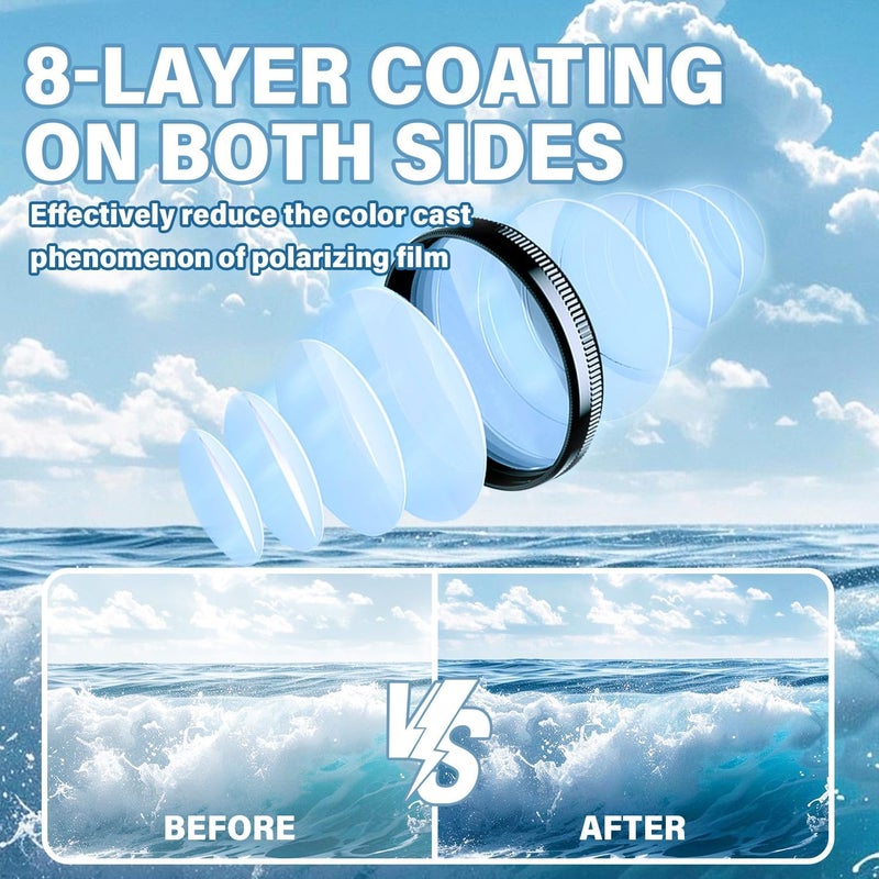 SQUISHCO CPL Filter for Mobile Set, 52mm Clip-On Polarizing Lens Filter Kit,Nd Filter for Mobile Compatible with Most Smartphones for Outdoor Photography - Image 4