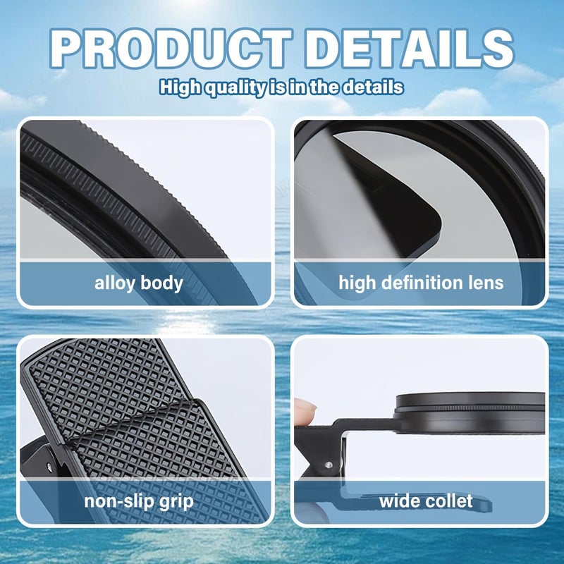 SQUISHCO CPL Filter for Mobile Set, 52mm Clip-On Polarizing Lens Filter Kit,Nd Filter for Mobile Compatible with Most Smartphones for Outdoor Photography - Image 3