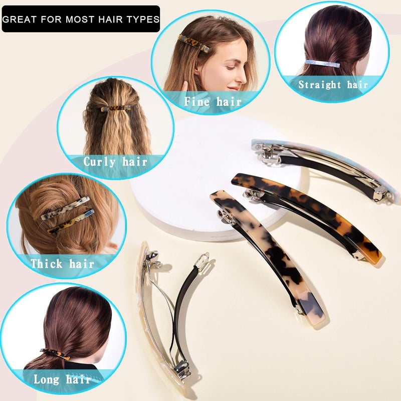 Fsmiling Hair Barrettes for Women French Hair Barrette Clip Large Acetate Hair Clips Barrette No Slip Hair Accessories 4-Pack - Image 5