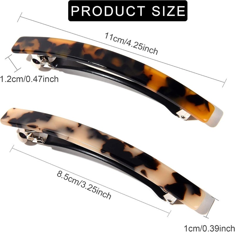Fsmiling Hair Barrettes for Women French Hair Barrette Clip Large Acetate Hair Clips Barrette No Slip Hair Accessories 4-Pack - Image 3