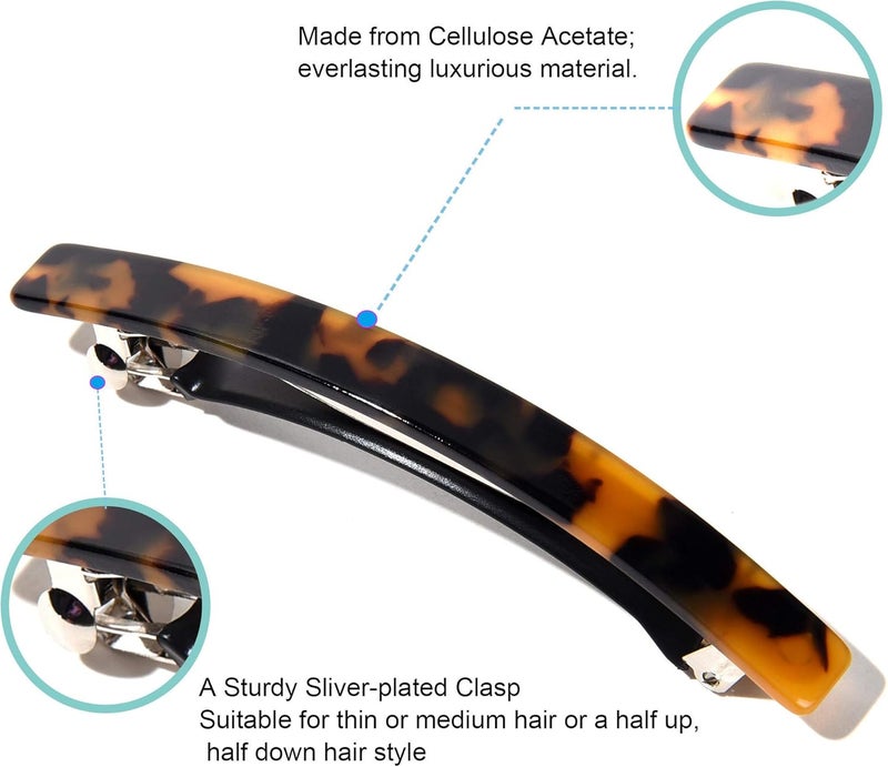 Fsmiling Hair Barrettes for Women French Hair Barrette Clip Large Acetate Hair Clips Barrette No Slip Hair Accessories 4-Pack - Image 4