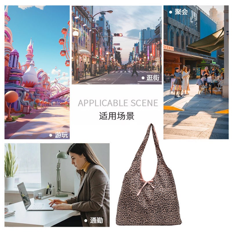 One-Shoulder Leopard Print Large Capacity Brown High-Value Daily Commuter Tote Bag Women'S Canvas Vintage Handbag - Image 5