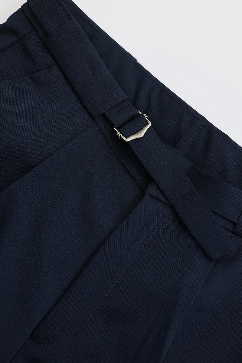 SNITCH بنطلون كوري واسع باللون الكحلي