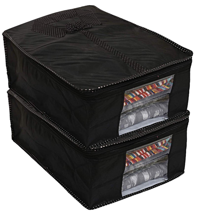 Kuber Industries Kuber Industries shirt cover bag for storage Garment Foldable Shirt Cover Storage Organizer Tshirt Trousers Jeans Clothes OrganizerPack of 2 Black - Image 1