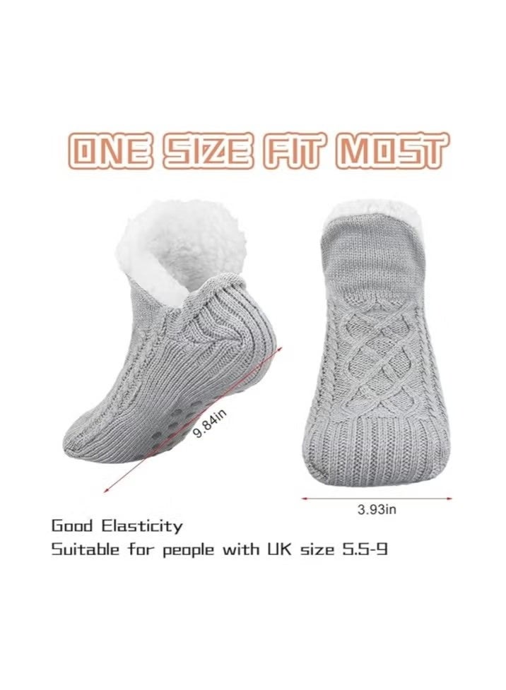 Ailily Fluffy Fleece Slipper Socks, Non Slip Warm Winter Socks, Cute Fleece Lined Slipper Socks, Warm Indoor Slipper Socks, Cozy Winter Non Slip Socks, Plush Socks, Soft Fluffy Socks, Unisex - Image 4
