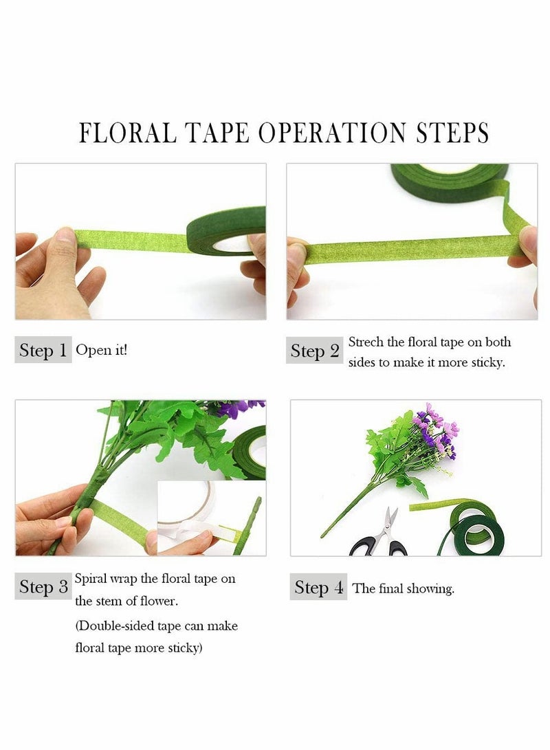 KASTWAVE Floral Arrangement Kit,Floral Craft Tools with 17Pcs Floral Tape 26 Gauge Stem Wire 22 Gauge Paddle Wire 2Pcs Double-Sided Tape for Pearl Corsage Pin Bouquet Wrap Florist - Image 4