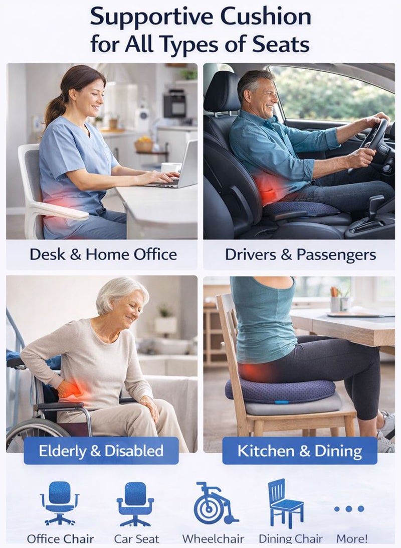 Spectrum Orthopedic Donut Pillow Memory Foam Seat Cushion for Hemorrhoid & Tailbone Pressure Relief, Coccyx & Sciatic Support, Pregnancy & Postpartum Sitting Comfort, Anti-Slip Washable 4D Mesh Chair Cushion for Office, Car & Wheelchair - Image 5