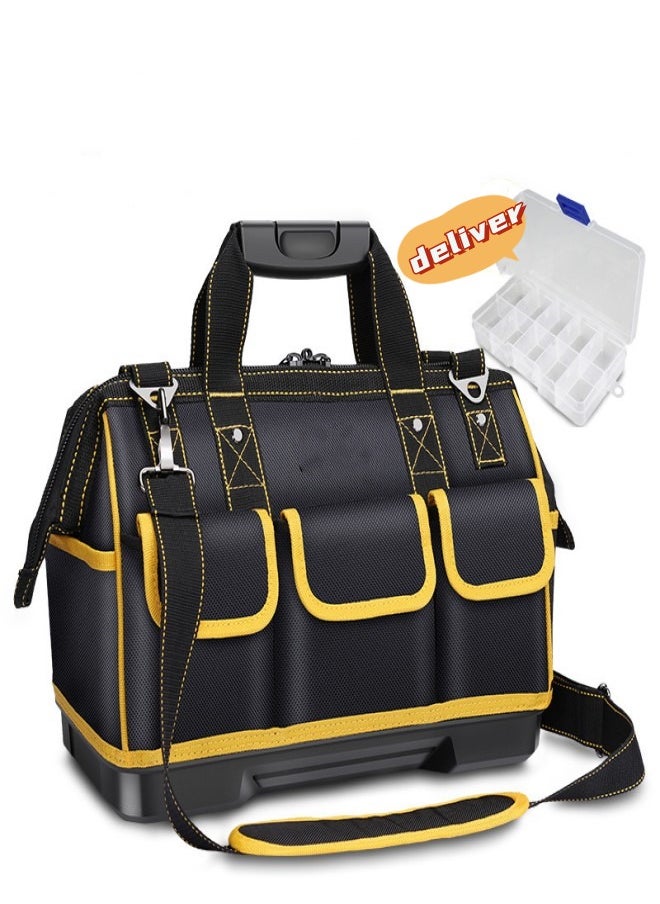 Generic - Toolkit ,Large Multi-Pockets Tool Storage Bag With PVC Base,With shoulder strap ,Oxford cloth material Large capacity waterproof Fall prevention wear resistant Carpenter Electricians - Image 1