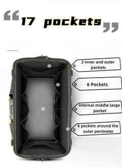 Generic Toolkit ,Large Multi-Pockets Tool Storage Bag With PVC Base,With shoulder strap ,Oxford cloth material Large capacity waterproof Fall prevention wear resistant Carpenter Electricians  - Image 5