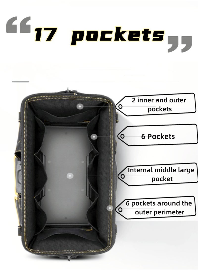 Generic - Toolkit ,Large Multi-Pockets Tool Storage Bag With PVC Base,With shoulder strap ,Oxford cloth material Large capacity waterproof Fall prevention wear resistant Carpenter Electricians - Image 1