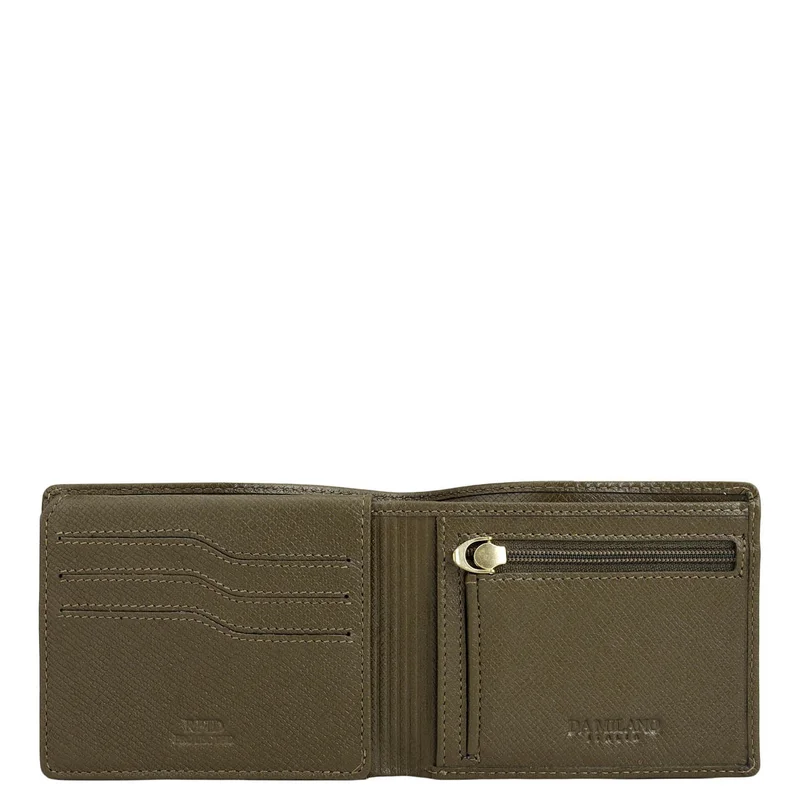 Da Milano  Military Green Bifold Leather Mens Wallet for Men | Best Price UAE