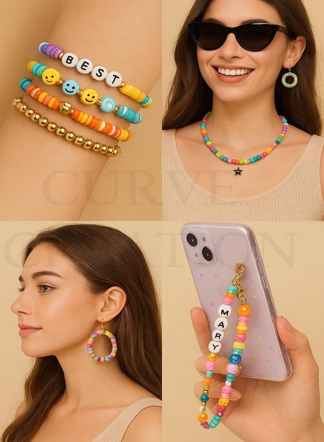 curve creation Bracelet Making Set | Jewellery Making Kit | Beading Kit with Beads | Friendship Bracelet Kit with Pendants, Crystal Star Flower Hair Set for DIY Jewelry Crafts (Multicolor Small) - Image 4