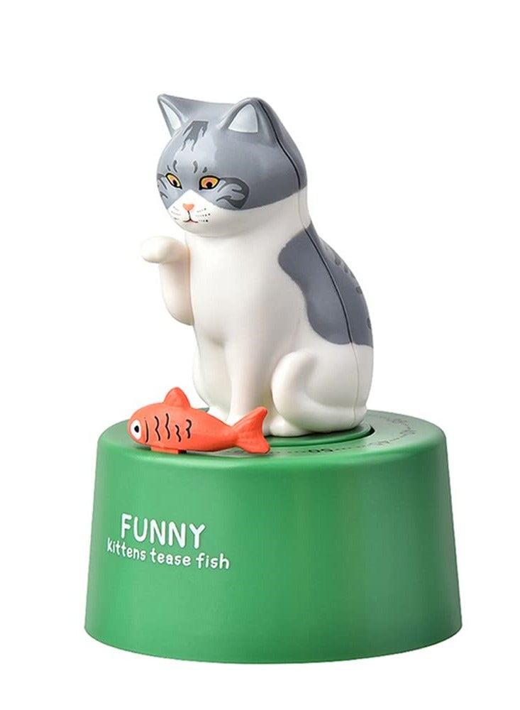 , Cartoon Mechanical Kitchen Timer, 60-Minute Wind Up Dial 360° Rotating, Cat Shape Timer for Cooking Reading or Sport - Image 1