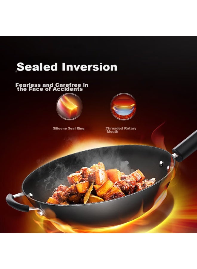 Supor Cast Iron Wok 30cm, Non-coated Flat Bottom Frying Pan, Scratch-resistant, Wear-resistant, Compatible With Induction Cooker And Open Flame - Image 2