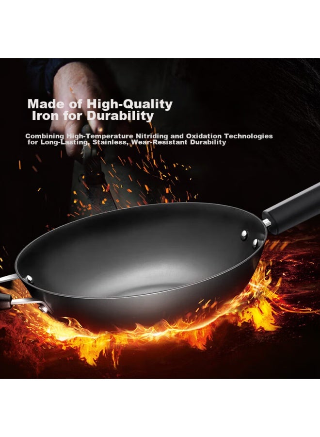 Supor Cast Iron Wok 30cm, Non-coated Flat Bottom Frying Pan, Scratch-resistant, Wear-resistant, Compatible With Induction Cooker And Open Flame - Image 3