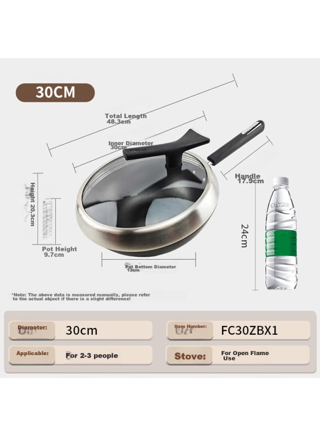 Supor Cast Iron Wok 30cm, Non-coated Flat Bottom Frying Pan, Scratch-resistant, Wear-resistant, Compatible With Induction Cooker And Open Flame - Image 1