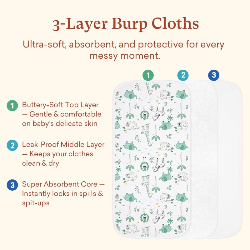 littogoose Premium 8-Pack Waterproof Baby Burp Cloths, Extra Large 13"X26" Soft Absorbent Burping Clothes for Newborns and Infants, Baby Shower Boys Girls - Image 3
