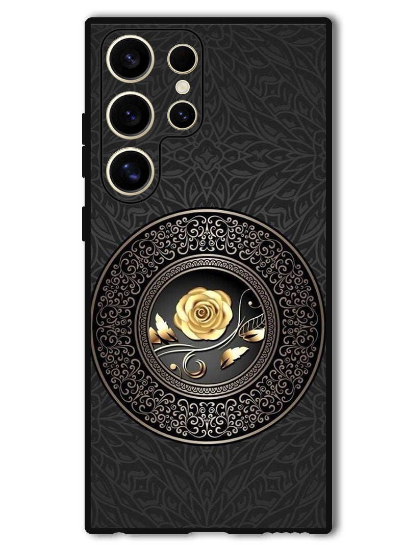 Theodor Protective Case Anti Scratch Shock Proof Bumper Cover For Samsung Galaxy S24 Ultra Golden flower - Image 1