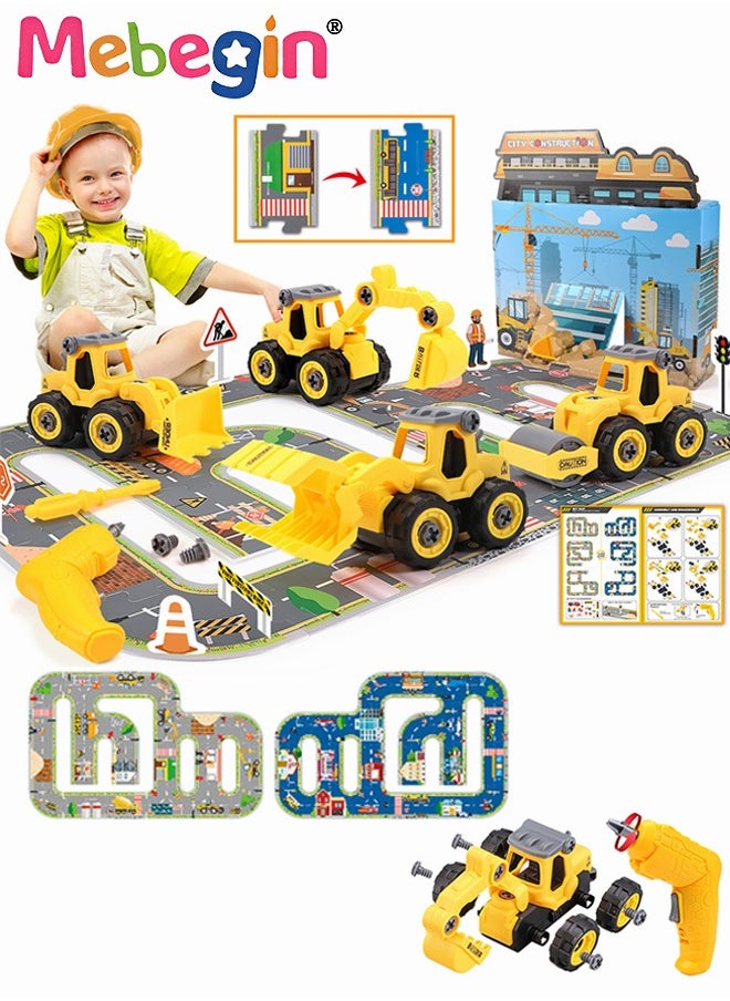 MEBEGIN Construction Vehicle Toys With Play Mat For Kids  Disassembly And Assembly Of Track Toy Car Perfect Toy Cars Party Supplies  - Image 1