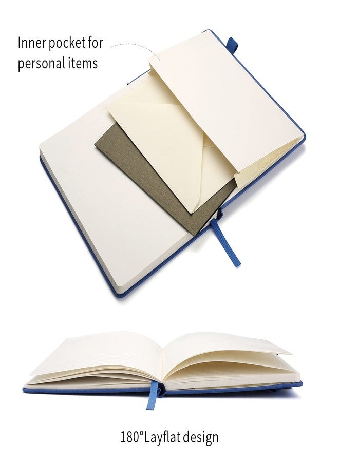 Deziliao Lined Journal Notebooks with Pen Loop, Hardcover Notebook Journal for Work, 100Gsm Premium Thick Paper with Inner Pocket, Medium 5.7"x8.4", （Blue, Ruled） - Image 4