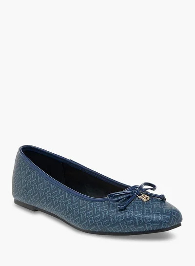 Flora Bella By Shoexpress Women's Monogram Print Slip-On Ballerina Shoes with Bow Detail