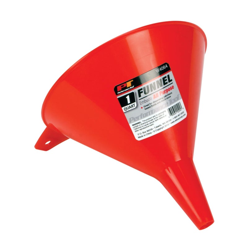 Performance Tool W4064 All Purpose Funnel 1 Quart Capacity Red - Image 2