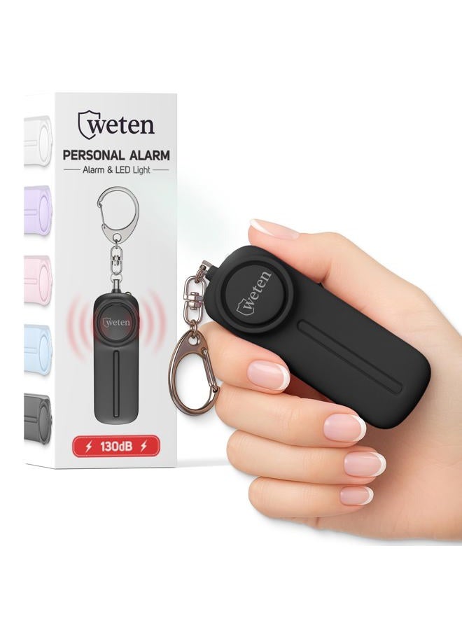 WETEN Personal Alarm Keychain for Women Self Defense - Loud Safety Whistle Alert Device with LED Light – 130 dB Emergency Security Handheld Siren Key Chain , Black - Image 1