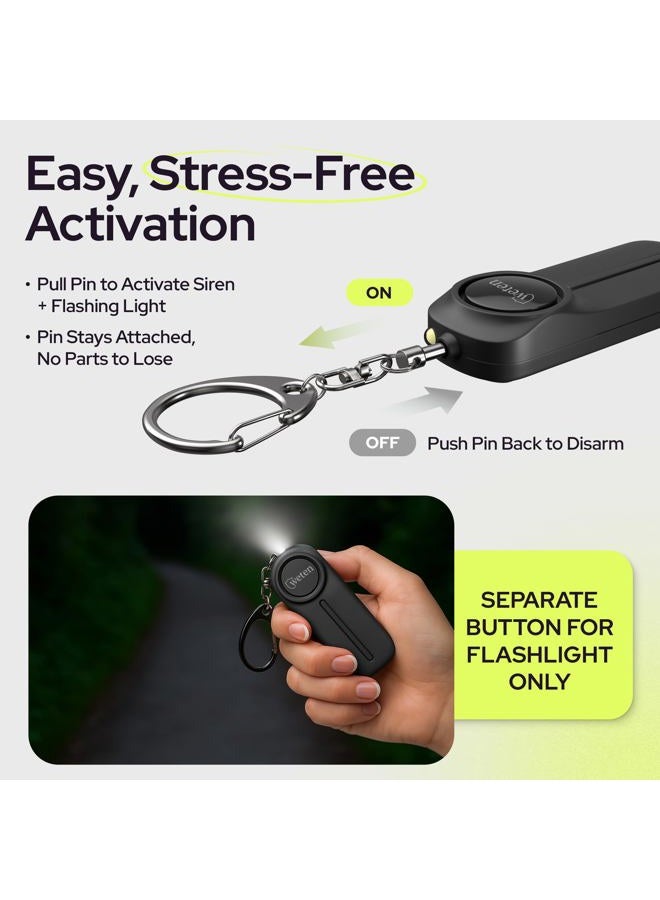 WETEN Personal Alarm Keychain for Women Self Defense - Loud Safety Whistle Alert Device with LED Light – 130 dB Emergency Security Handheld Siren Key Chain , Black - Image 3