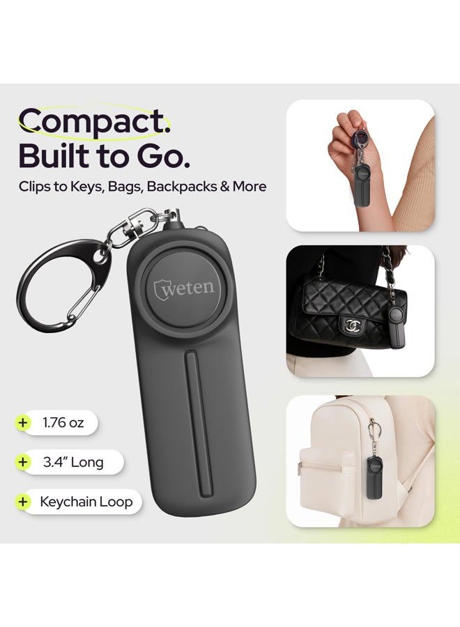 WETEN Personal Alarm Keychain for Women Self Defense - Loud Safety Whistle Alert Device with LED Light – 130 dB Emergency Security Handheld Siren Key Chain , Black - Image 5
