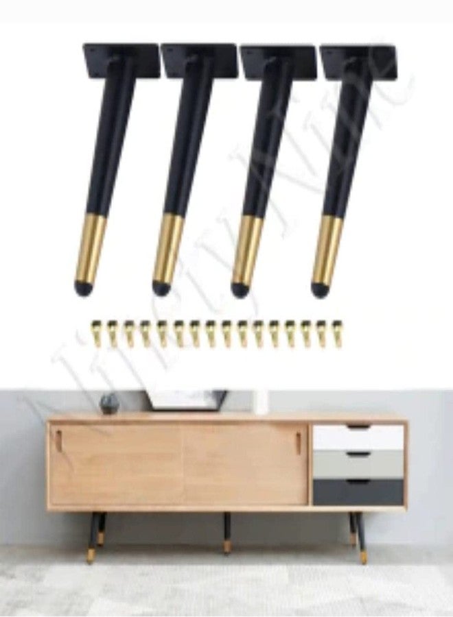 Fascination Sofa Legs Matt Finish Cone Shape Design Furniture Leg Set of 4, 5 Inch, Weight Capecity 350kg Black & Gold - Image 2