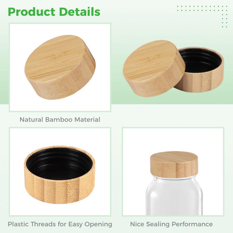 DIMEGON Natural Bamboo Spice Lids - Reusable Leak-proof Wooden Storage Can Lids (16 Pcs, 4oz & 6oz) - Image 5