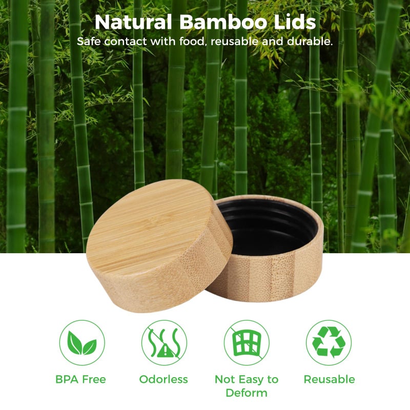 DIMEGON Natural Bamboo Spice Lids - Reusable Leak-proof Wooden Storage Can Lids (16 Pcs, 4oz & 6oz) - Image 4