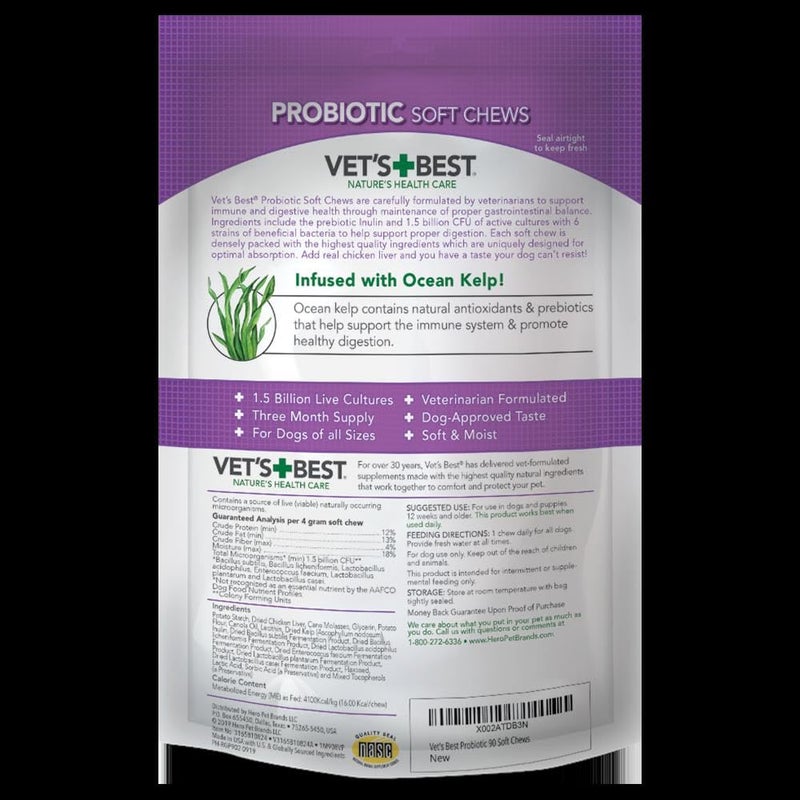 Vet's Best Probiotic Soft Chews Dog Supplement, Supports Dog Digestive Health, Promotes a Healthy Gut, 90 Day Supply - Image 2