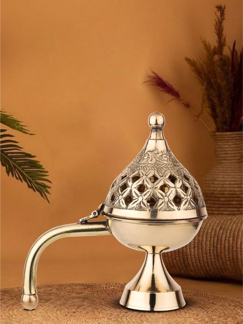 DOKCHAN دُكشان مُنسق مع مبخرة لبان دُهوني 5 إنش دُهوب دُهوني مصباح طاولة نحاسي حامل بخور - Image 2