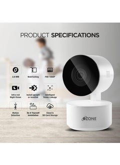 Ozone Ozone OZ- Life-PC-01 Smart PTZ Indoor 2 MP Wi-Fi Camera | Full HD Camera with 360° | Motion Detection | Cloud & Sd Card Support upto 128 GB | 2 ways Audio Talk | Smart Access with Alexa & Google  - Image 2