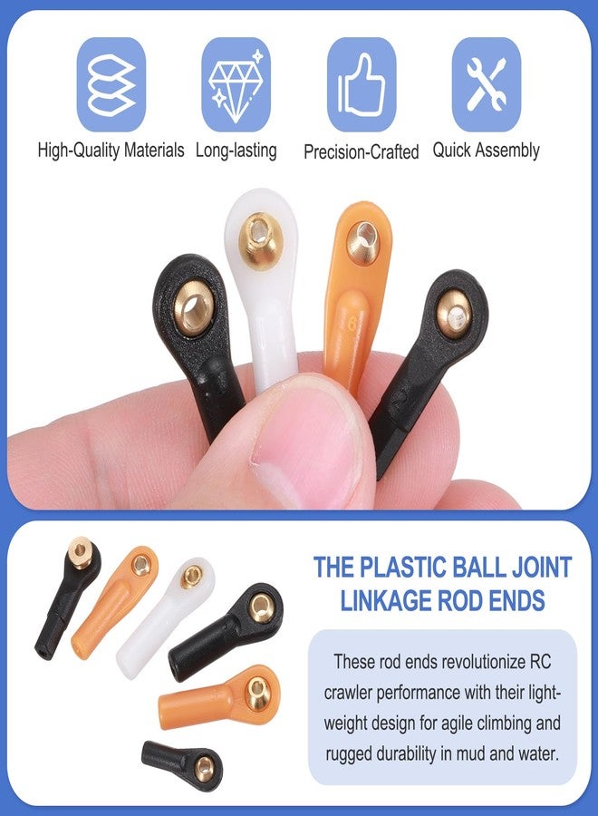 MECCANIXITY M2xL24mm 2mm Center Hole RC Plastic Tied Rod Ends Link Ball Joint Head Kit Ball Head Link Joint with Shim Steering Linkage Upgrade Accessories for RC Crawler Car Pack of 10, Black - Image 3