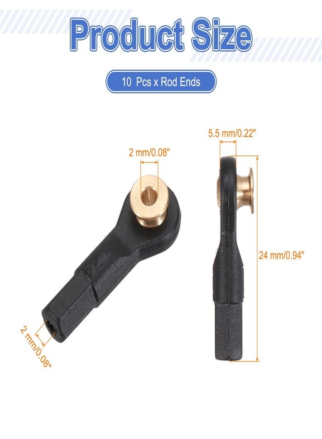 MECCANIXITY M2xL24mm 2mm Center Hole RC Plastic Tied Rod Ends Link Ball Joint Head Kit Ball Head Link Joint with Shim Steering Linkage Upgrade Accessories for RC Crawler Car Pack of 10, Black - Image 2