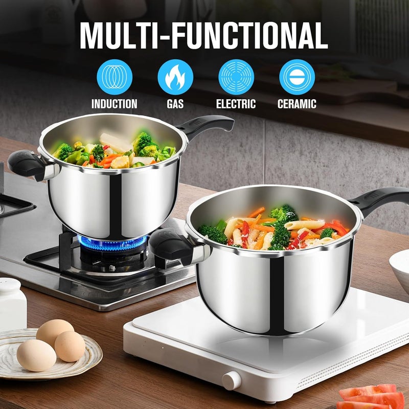 Peterboo Stainless Steel Pressure Cooker, Peterboo 8.45 Quart Induction Compatible Thickened Pressure Cooker with Spring Valve Safeguard Devices, Compatible with Gas & Induction Cooker 5-9 Members Use - Image 4