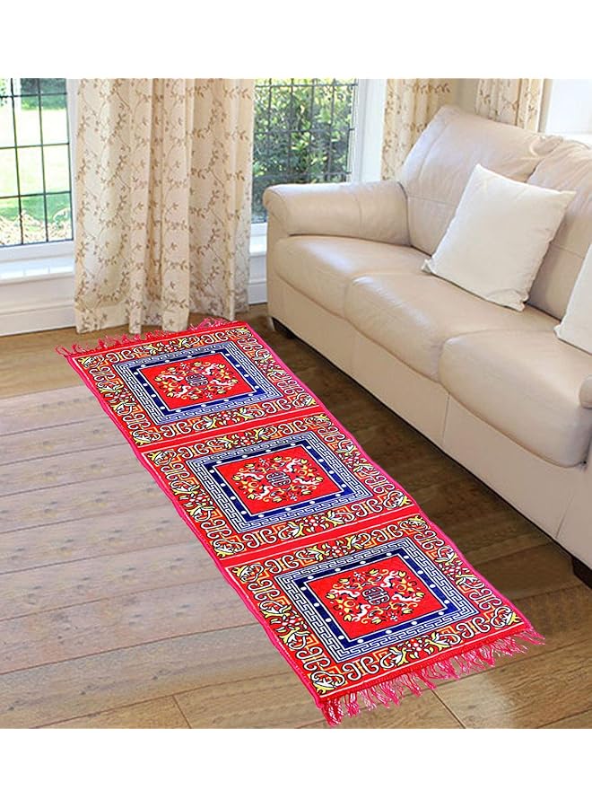 Kuber Industries Velvet Bed Side Runner Home Kitchen Living Area Office Entrance And Multi Purpose Runner 6 Feet X 2 Feet Red Ctktc34006 - Image 1