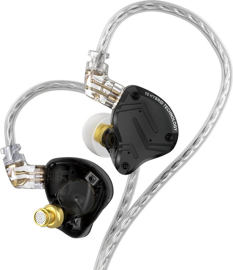 Kinboofi Adjustable build KZ ZS10 Pro X IEM Earphones,in Ear Monitor,HiFi KZ Metal Wired Headphones with 4BA 1DD Hybrid Driver,Wired Earbuds with Detachable 0.75mm 2 pins Cable for Computer Gaming Audiophiles(Dark,No Mic) Stackable design - Image 1