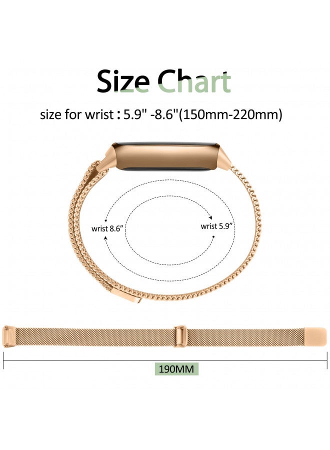 Vanjua Vanjua Metal Band Compatible with Fitbit Luxe Bands, Stainless Steel Mesh Loop Adjustable Wristband Replacement Strap for Fitbit Luxe/Luxe Special Edition Fitness Tracker Women Men (Rose Gold) - Image 3