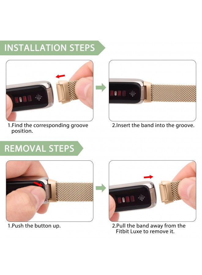 Vanjua Vanjua Metal Band Compatible with Fitbit Luxe Bands, Stainless Steel Mesh Loop Adjustable Wristband Replacement Strap for Fitbit Luxe/Luxe Special Edition Fitness Tracker Women Men (Rose Gold) - Image 5