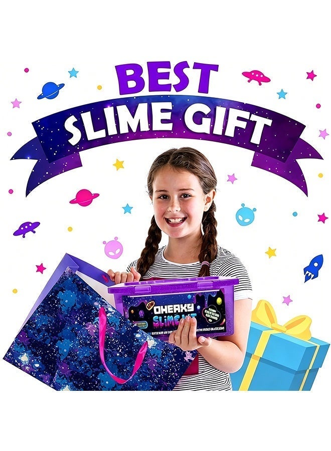 Beauenty Space Slime Kit for Kids 8-12 Years Old, DIY Space Slime Kit with Glow-in-the-Dark Stickers and Galaxy Glitter, Fun Cosmic Craft for Creative Play, Birthday Gift for Boys and Girls - Image 3