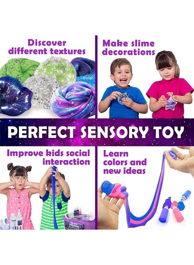 Beauenty Space Slime Kit for Kids 8-12 Years Old, DIY Space Slime Kit with Glow-in-the-Dark Stickers and Galaxy Glitter, Fun Cosmic Craft for Creative Play, Birthday Gift for Boys and Girls - Image 5