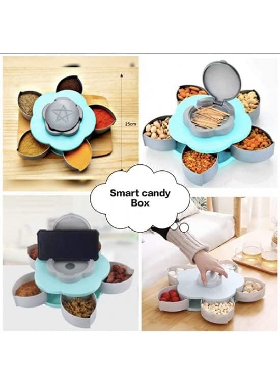 Harshivam Harshivam 5 Petals Candy Box Serving Rotating Tray Dry Fruit Candy Chocolate Snacks Storage BoxStorage Container Masala Box for Home Kitchen Pack of 1  - Image 4